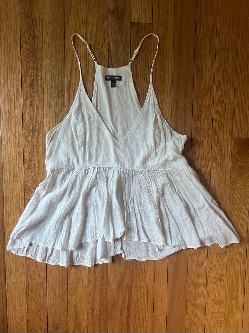 Express White Flowy V-Neck Spaghetti Strap Camisole